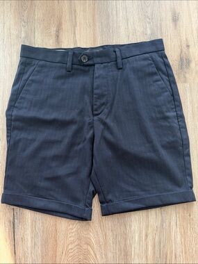 Jack & Jones Men's Dark Navy Pinstripe Flat Front Shorts